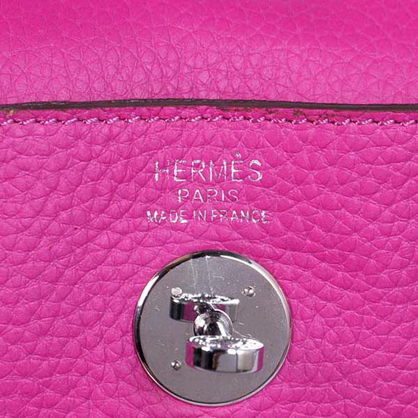 High Quality Replica Hermes Lindy 30CM Havanne Handbags Fuchsia Clemence Leather Silver - Click Image to Close